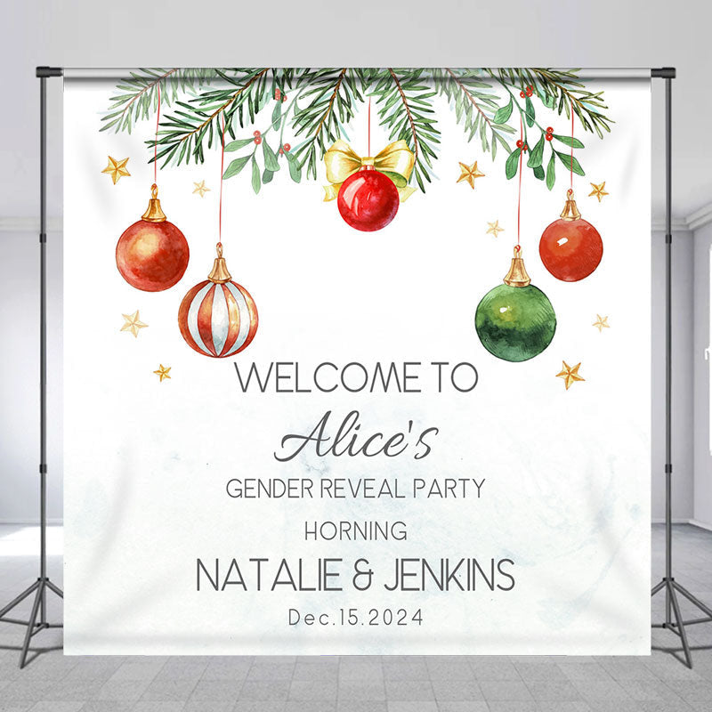 Aperturee - Custom Name Bauble Christmas Gender Reveal Backdrop