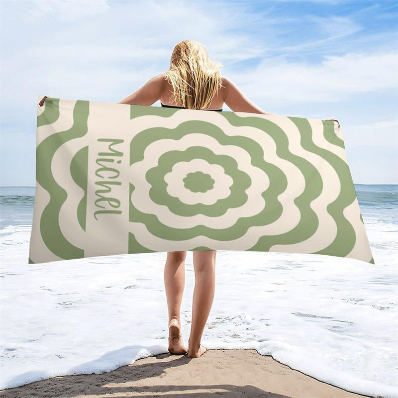 Aperturee - Custom Name Beautiful Patterns Beach Towel For Girls