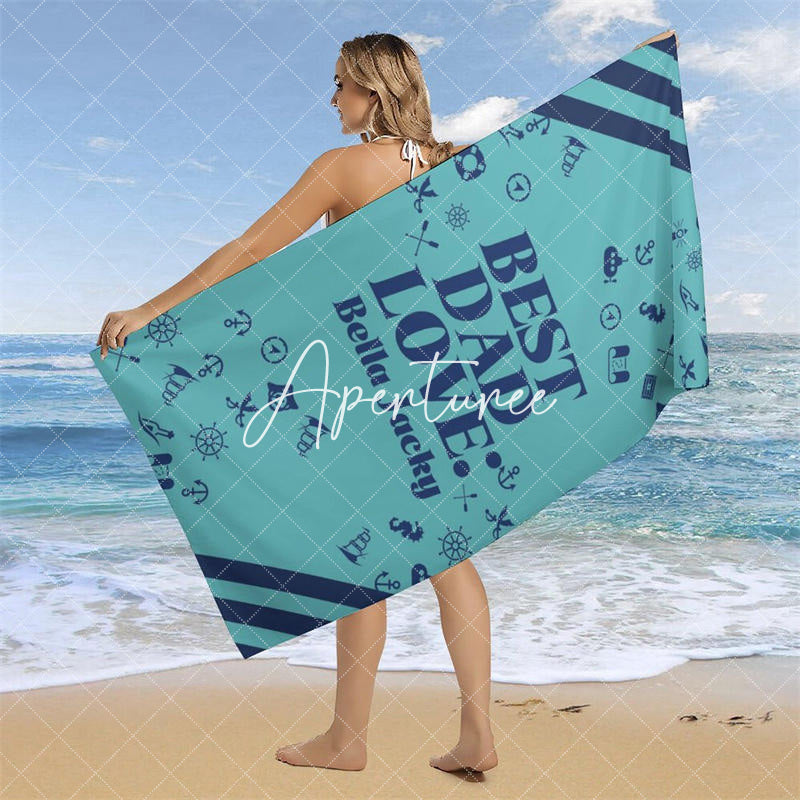 Aperturee - Custom Name Best Dad Love Fathers Day Beach Towel