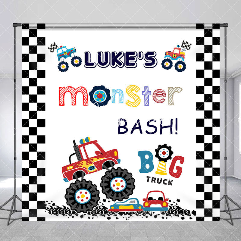 Aperturee - Custom Name Big Truck Monster Bash Birthday Backdrop