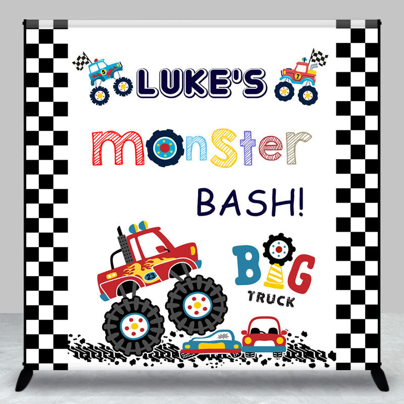 Aperturee - Custom Name Big Truck Monster Bash Birthday Backdrop