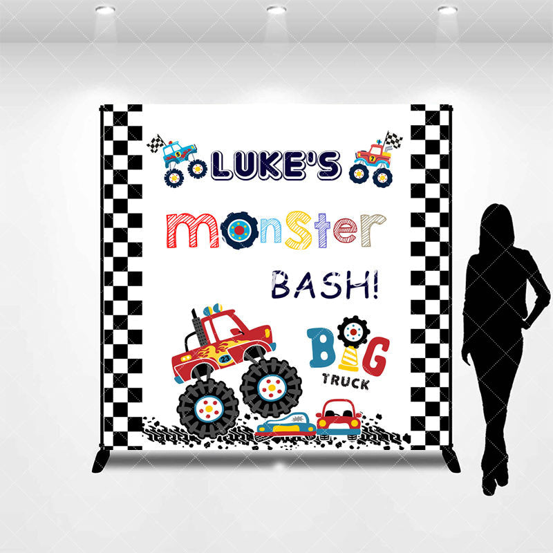 Aperturee - Custom Name Big Truck Monster Bash Birthday Backdrop