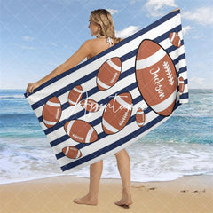 Aperturee - Custom Name Black White Stripe Rugby Men Beach Towel