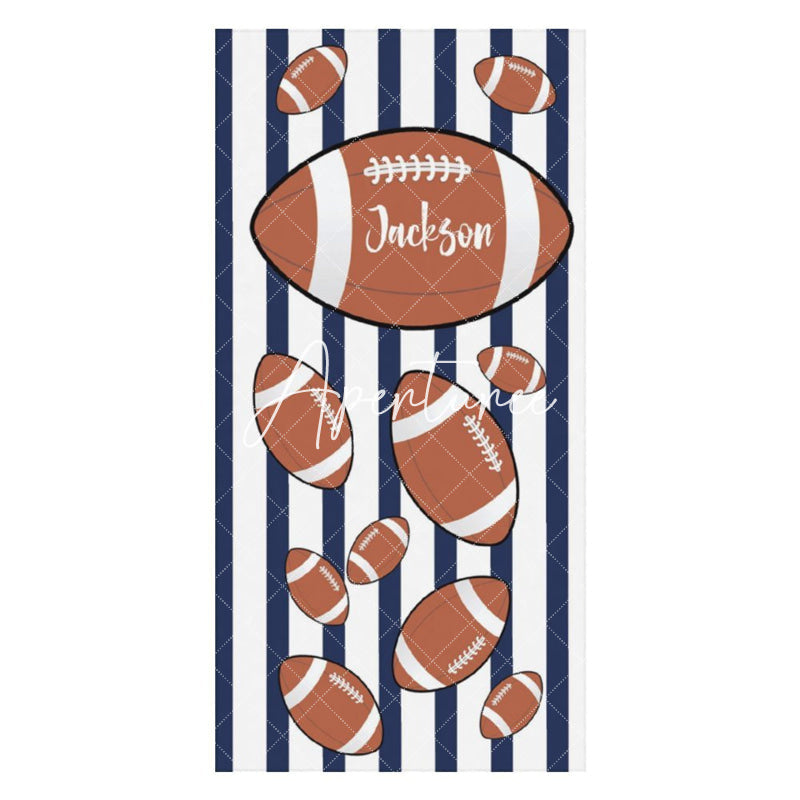 Aperturee - Custom Name Black White Stripe Rugby Men Beach Towel