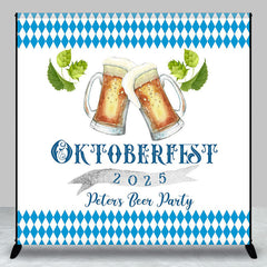 Aperturee - Custom Name Blue Oktoberfest Beer Party Backdrop