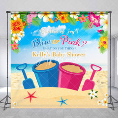 Aperturee - Custom Name Blue Or Pink Sand Baby Shower Backdrop