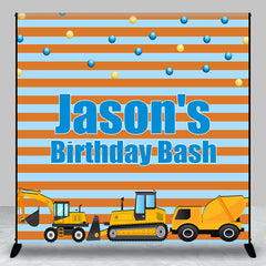 Aperturee - Custom Name Blue Orange Stripe Car Birthday Backdrop