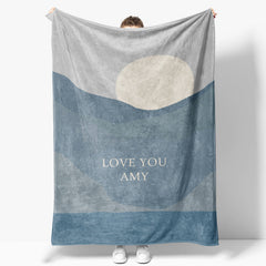 Aperturee - Custom Name Blue Sun Painting Gift Warm Blanket