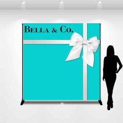 Aperturee - Custom Name Bow Tiffany Blue Birthday Backdrop