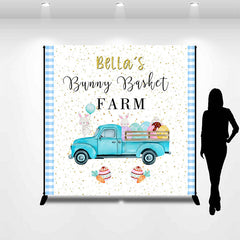 Aperturee - Custom Name Bunny Basket Farm Truck Easter Backdrop