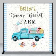 Aperturee - Custom Name Bunny Basket Farm Truck Easter Backdrop