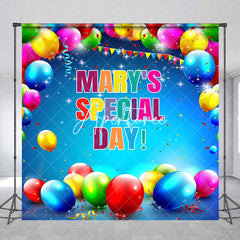 Aperturee - Custom Name Colorful Balloons Special Day Backdrop