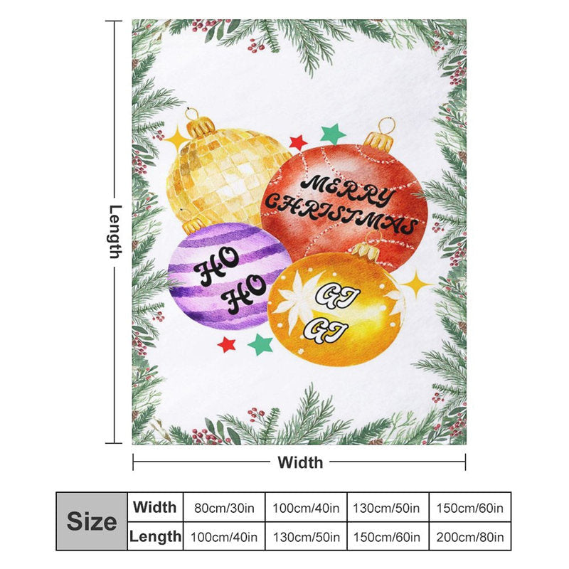 Aperturee - Custom Name Colorful Bauble Plants Christmas Blanket