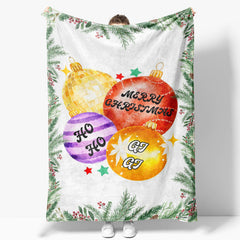 Aperturee - Custom Name Colorful Bauble Plants Christmas Blanket