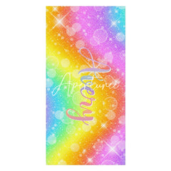 Aperturee - Custom Name Colorful Rainbow Sparkle Beach Towel