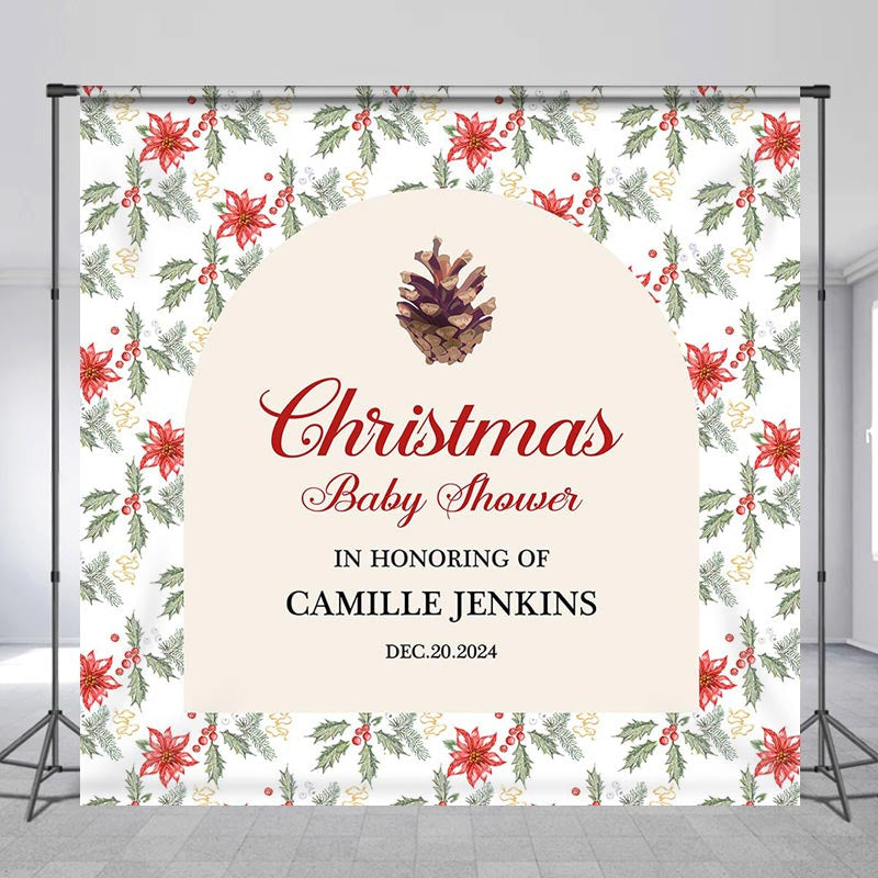 Aperturee - Custom Name Cone Christmas Baby Shower Backdrop