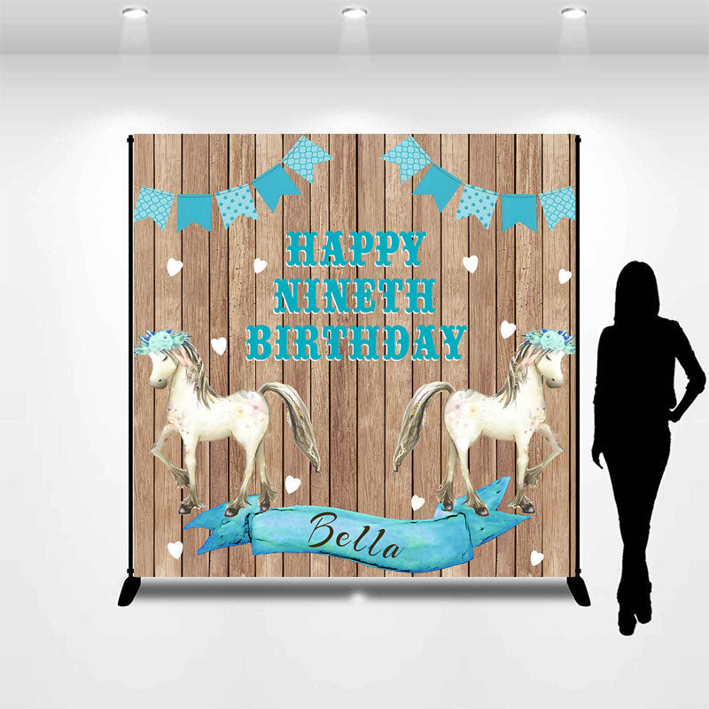 Aperturee - Custom Name Cowgirl Horse Happy 9th Birthday Backdrop