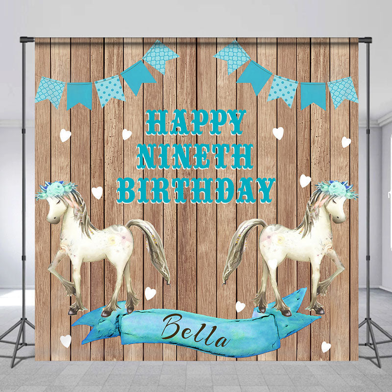 Aperturee - Custom Name Cowgirl Horse Happy 9th Birthday Backdrop