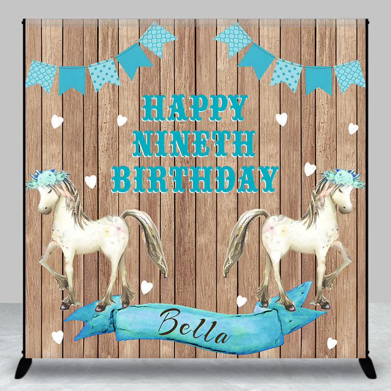 Aperturee - Custom Name Cowgirl Horse Happy 9th Birthday Backdrop