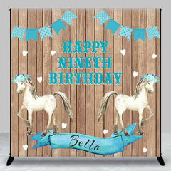 Aperturee - Custom Name Cowgirl Horse Happy 9th Birthday Backdrop