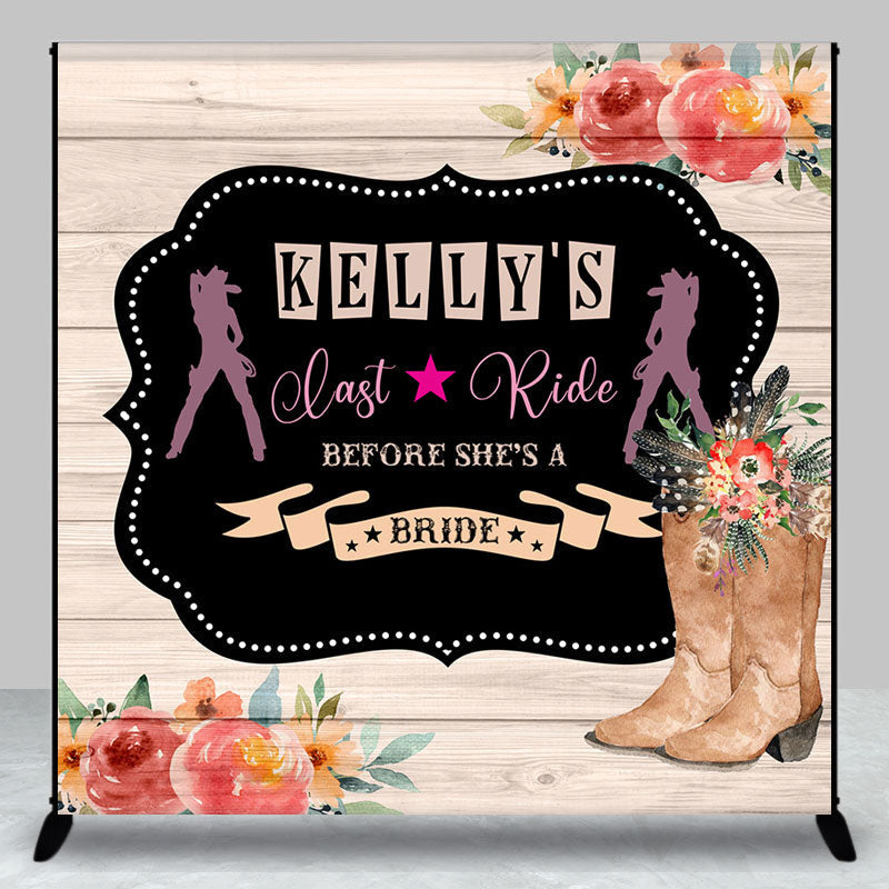 Aperturee - Custom Name Cowgirl Last Ride Bridal Shower Backdrop