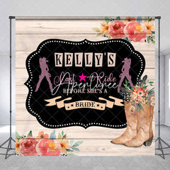 Aperturee - Custom Name Cowgirl Last Ride Bridal Shower Backdrop