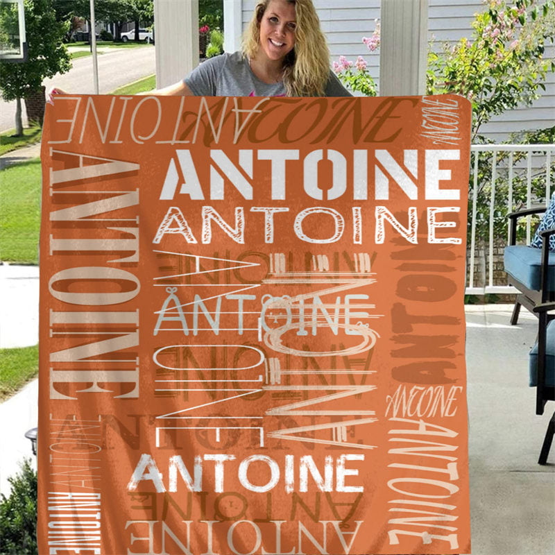 Lofaris Custom Name Dark Orange Blanket For Family Gift