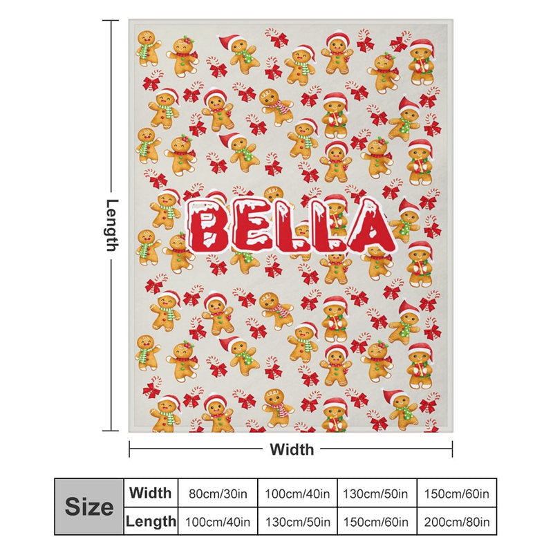 Aperturee - Custom Name Gingerbread Man Repeat Christmas Blanket