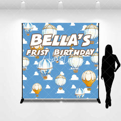 Aperturee - Custom Name Hot Air Balloon Sky 1st Birthday Backdrop