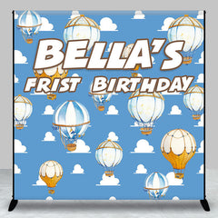 Aperturee - Custom Name Hot Air Balloon Sky 1st Birthday Backdrop