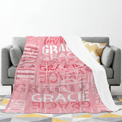 Lofaris Custom Name Light Pink Soft Throw Blanket Kids Gift