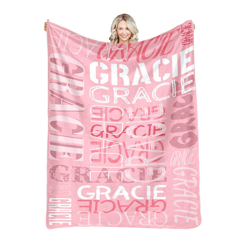 Lofaris Custom Name Light Pink Soft Throw Blanket Kids Gift