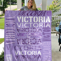 Lofaris Custom Name Light Purple Soft Blanket Adult Kid Gift