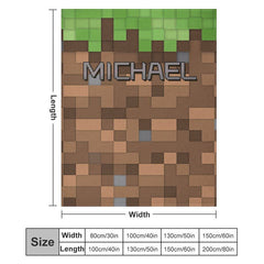 Aperturee - Custom Name Mosaic Brown Block Game Gift Blanket