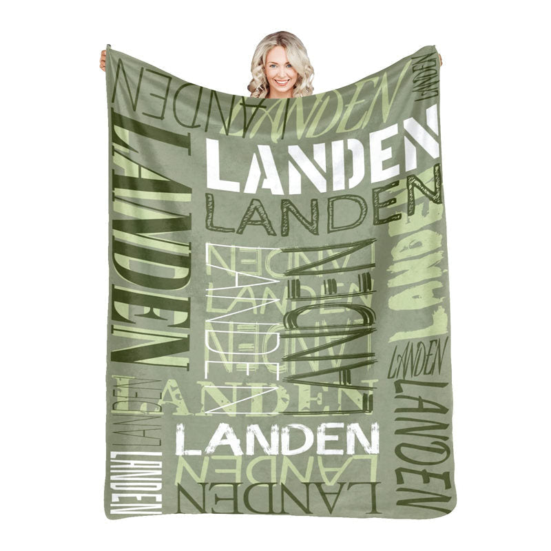 Lofaris Custom Name Mossy Color Blanket Family Souvenir