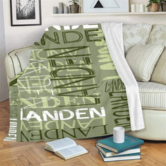 Lofaris Custom Name Mossy Color Blanket Family Souvenir