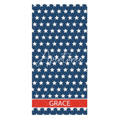 Aperturee - Custom Name Navy Blue Stars Beach Towel For Gifts