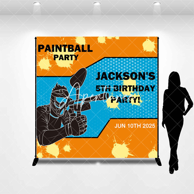 Aperturee - Custom Name Paintball 5th Birthday Party Backdrop