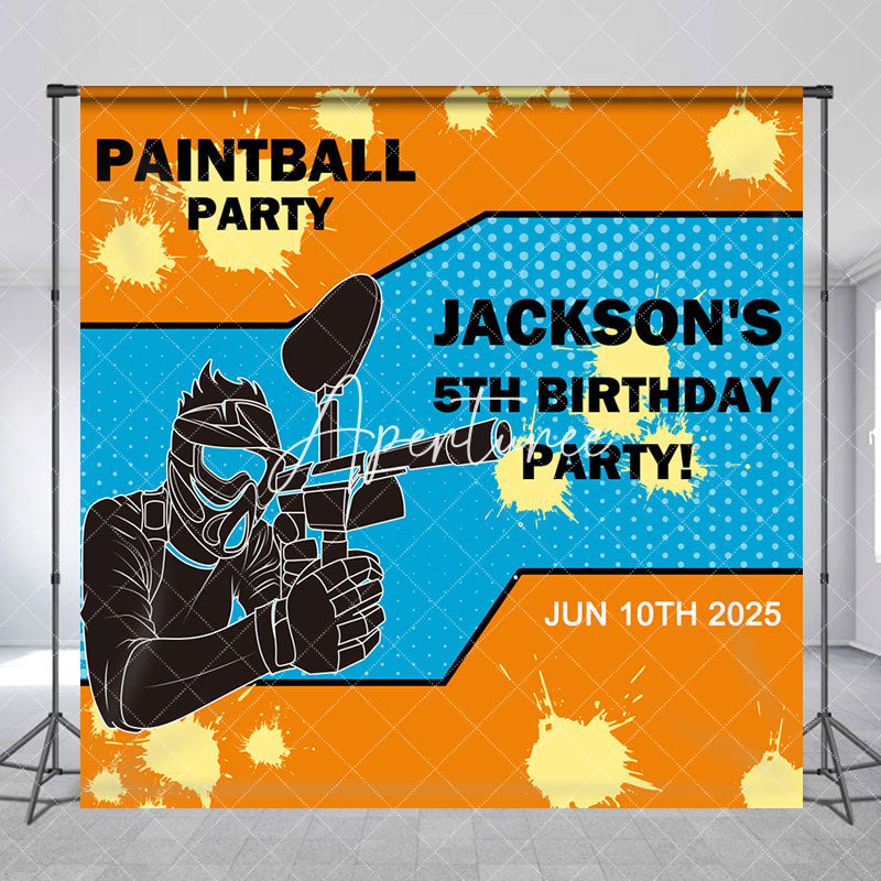 Aperturee - Custom Name Paintball 5th Birthday Party Backdrop