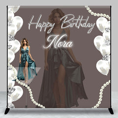 Aperturee - Custom Name Photo Elegant Happy Birthday Backdrop