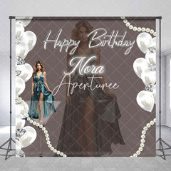 Aperturee - Custom Name Photo Elegant Happy Birthday Backdrop