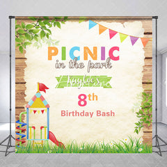 Aperturee - Custom Name Picnic In The Park 8th Birthday Backdrop