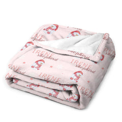 Aperturee - Custom Name Pink Snowman Repeat Christmas Blanket