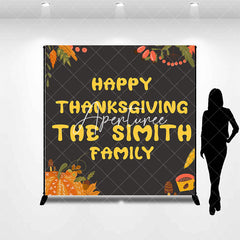 Aperturee - Custom Name Pumpkin Fall Happy Thanksgiving Backdrop