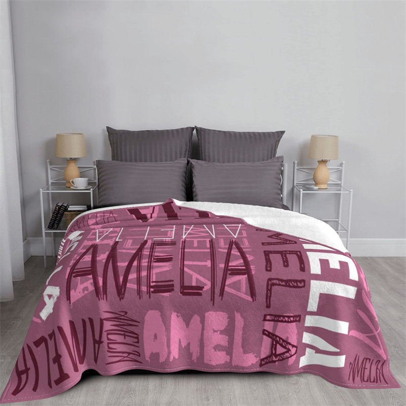 Lofaris Custom Name Rasberry Color Blanket Adult Kid Gifts