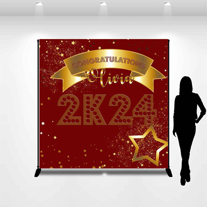 Aperturee - Custom Name Red Gold 2K24 Graduation Backdrop