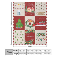 Aperturee - Custom Name Red Plaid Family Merry Christmas Blanket