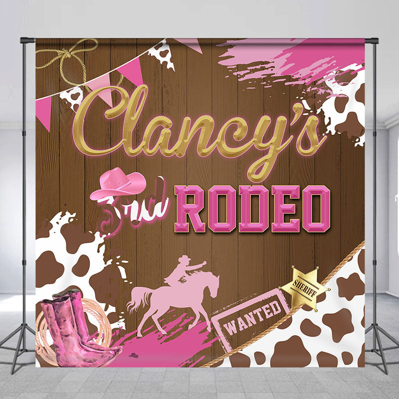 Aperturee - Custom Name Redeo Western Pink Birthday Backdrop