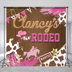 Aperturee - Custom Name Redeo Western Pink Birthday Backdrop