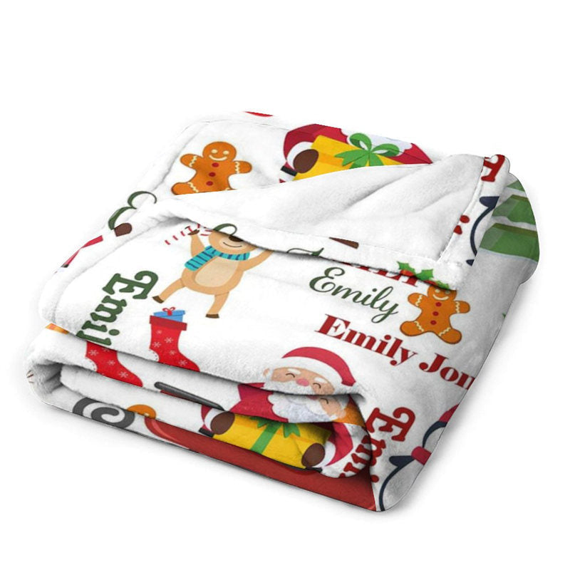 Aperturee - Custom Name Santa Claus Pine Elk Christmas Blanket